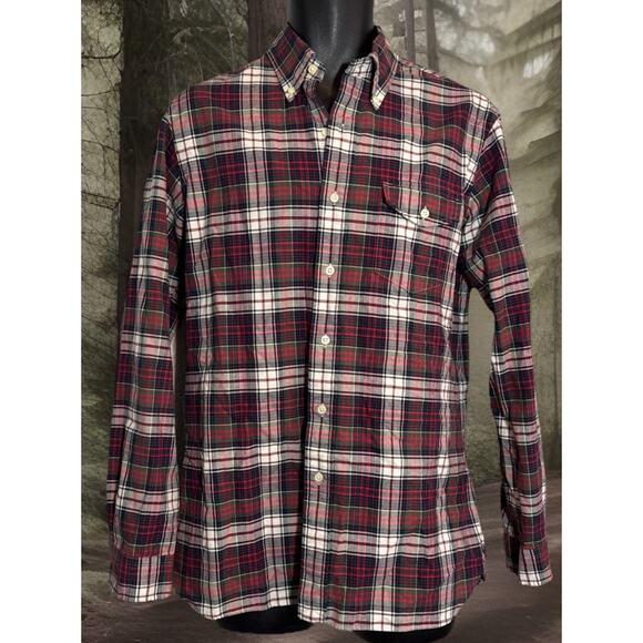 Ralph Lauren Polo Red White Green Blue Windowpane Plaid Medium Long Sleeve Shirt - Picture 3 of 16